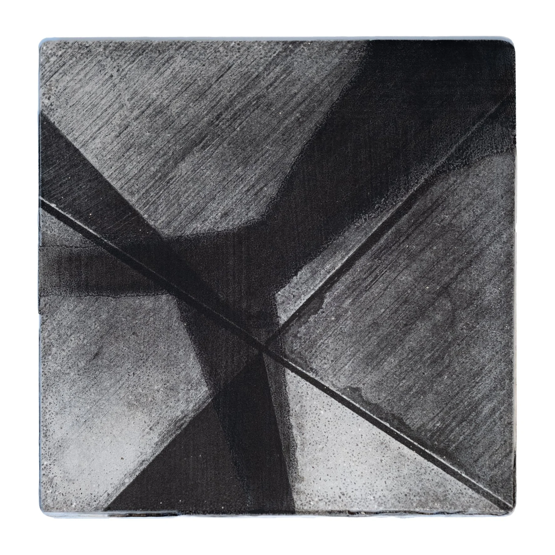 Concrete repaired with leveling compound | Silver gelatin | Steel backplate | 18x18cm | Unique piece | 300€