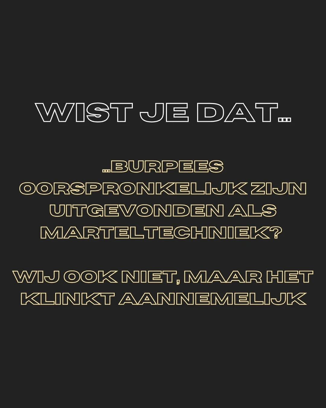 Eerlijk, het klinkt h&eacute;&eacute;l aannemelijk. 🥵
Elke keer dat je denkt &ldquo;ik kan niet meer&rdquo;, zeggen we vrolijk: &ldquo;Nog 10!&rdquo;
En t&oacute;ch blijf je terugkomen. 💪😉

👉 Misschien zijn burpees niet het leukst, maar samen zwe