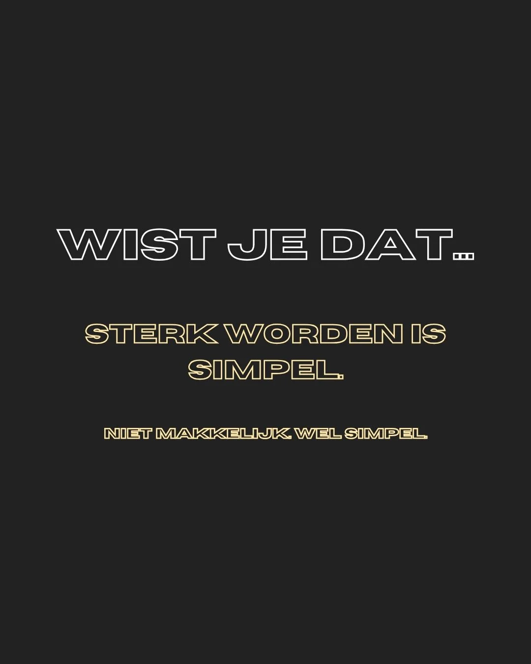 Sterk worden is simpel.

Geen magie. Geen geheimen.
Je tilt iets dat zwaar genoeg is &rarr; je lichaam reageert &rarr; jij wordt sterker.
En dan doe je het opnieuw. Dat is wat we &lsquo;Progressieve Overload&rsquo; noemen.

Elke week een beetje zwaar