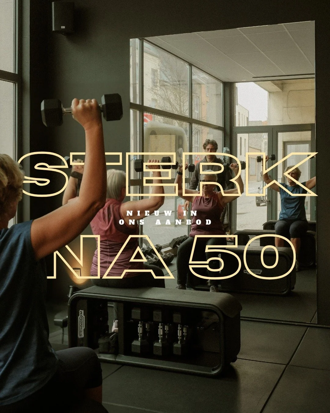 Twee types trainingen. E&eacute;n doel: sterker worden.

ESSENTIAL50
De basis van algemene fitheid.
We werken aan mobiliteit, stabiliteit, kracht en uithouding.
Rustig opgebouwd en geschikt voor elk niveau.

STRONG50
Full body krachttraining.
We trai