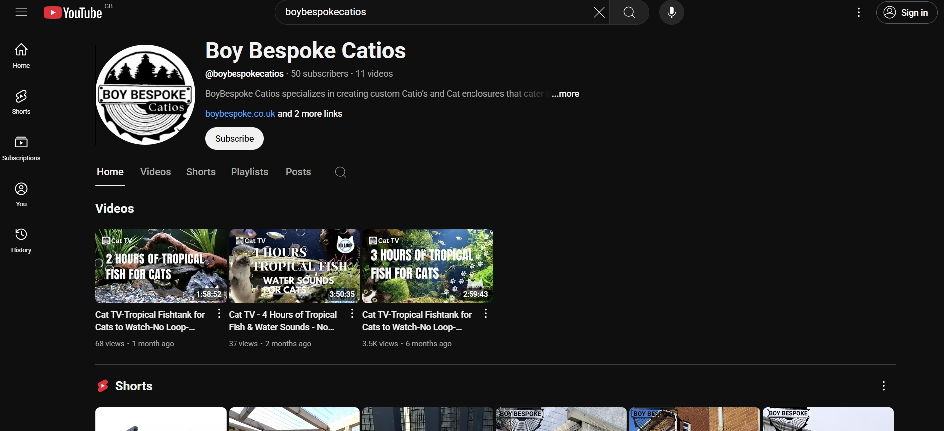 screenshot of my YouTube channel