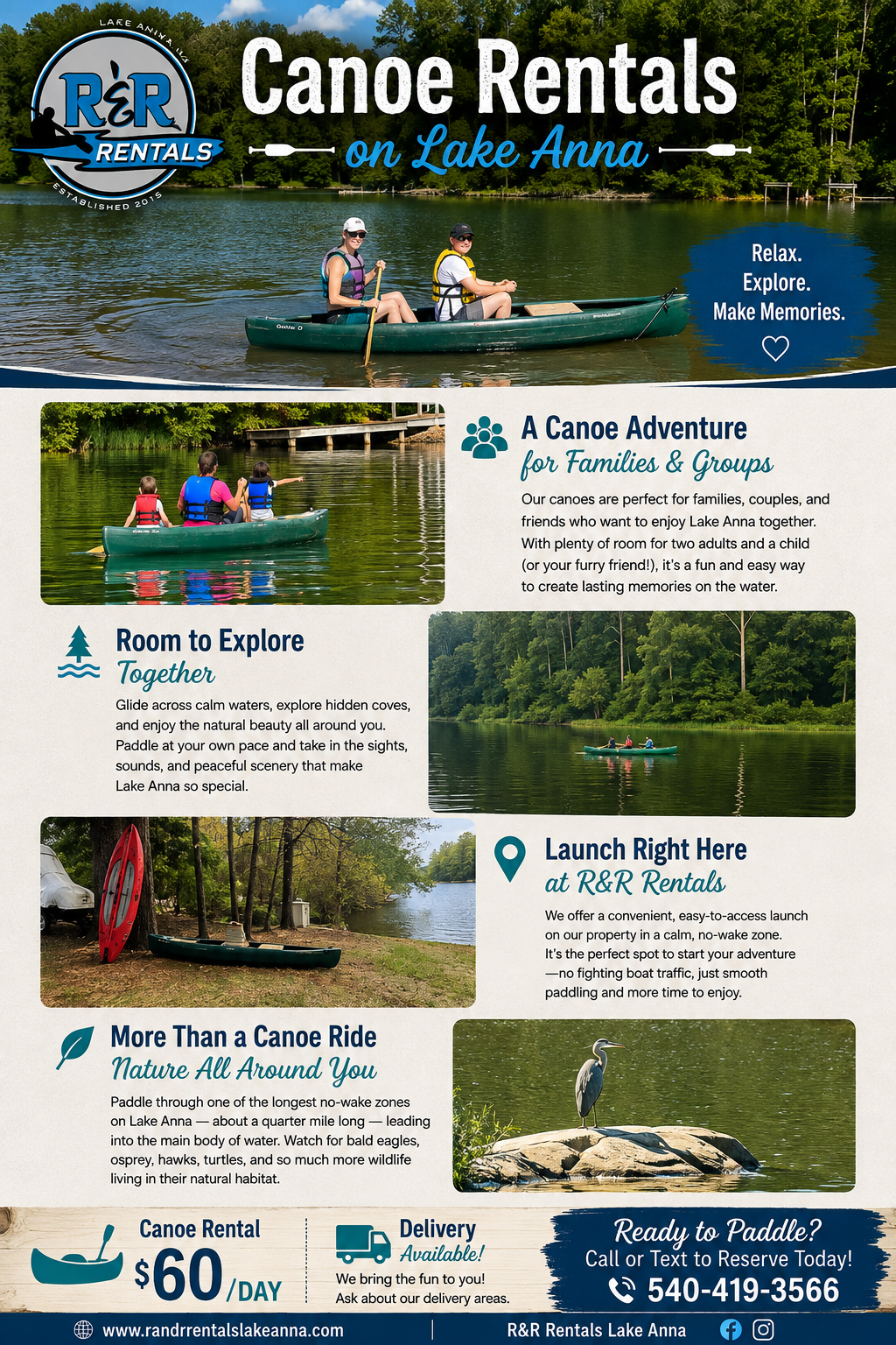 Canoe Rentals on Lake Anna, Virginia