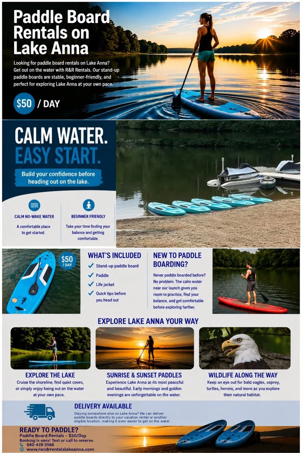 Paddle Board Rentals on Lake Anna, Virginia