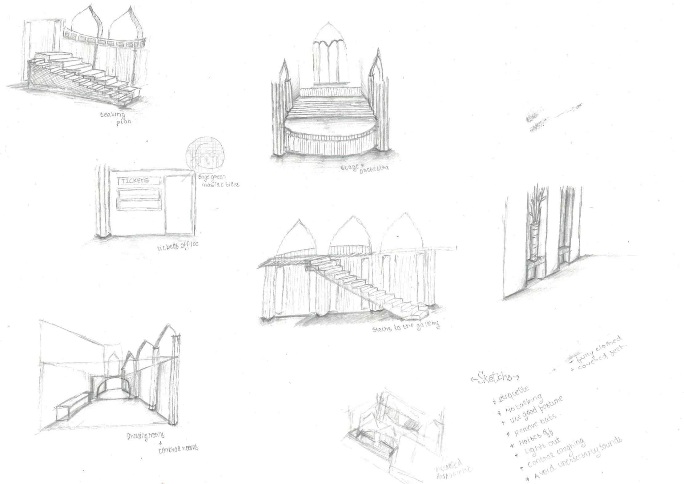 Concept sketches for  an Opera House