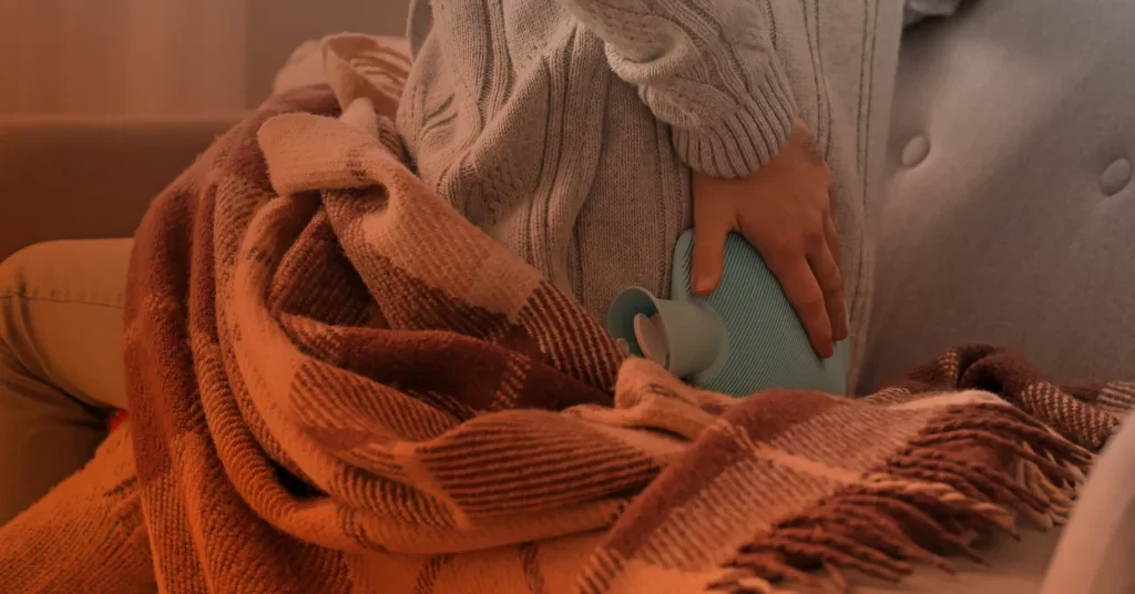 Person heating back in the cold