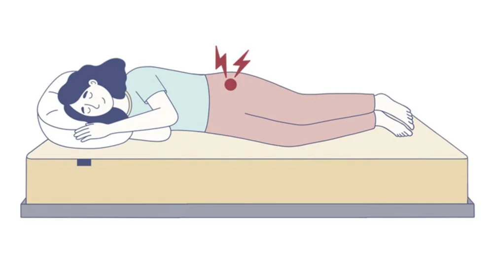 Woman sleeping on side with hip pain