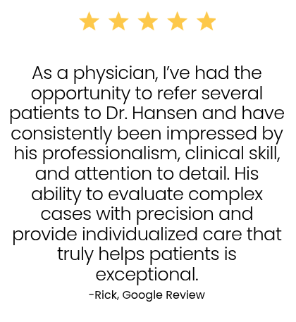 A review from Rick showing how Dr. Hansen helped him with his patients when he was looking for a Spearfish chiropractor