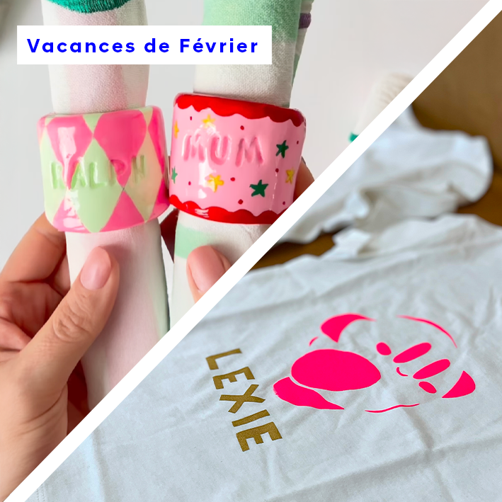 Vacances Scolaires : Enfants 5-10 ans •&nbsp;matinées 1+4 = Réalisation d’un Rond de Serviette • après-midi = Stage Modelage