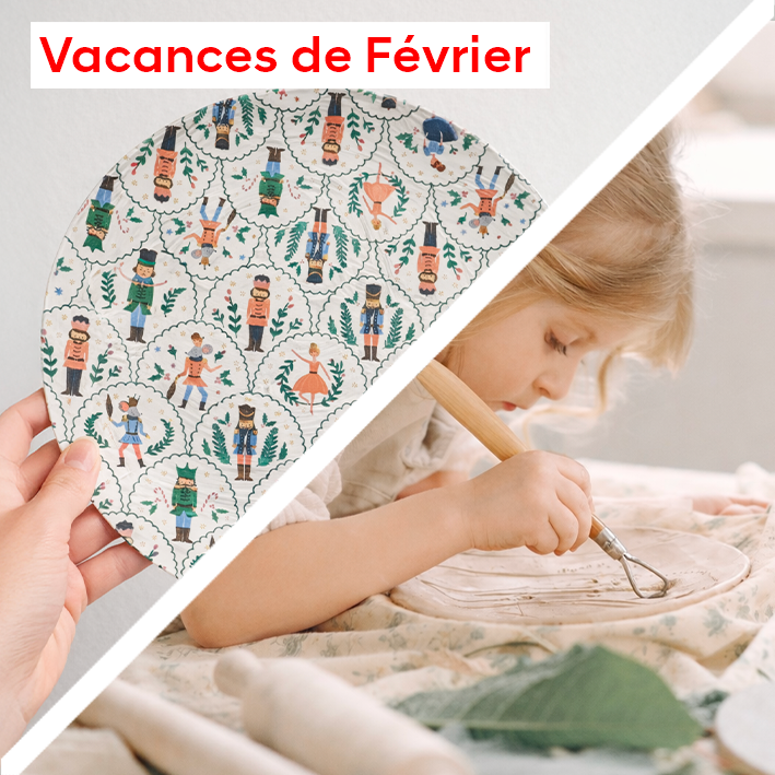 Vacances Scolaires : Enfants 5-10 ans • matinée 2 = Customisation d’une Assiette • après-midi = Stage Modelage