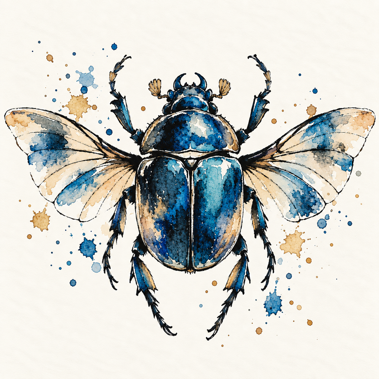 Scarab Aquarelle aux Ailes Déployées.png