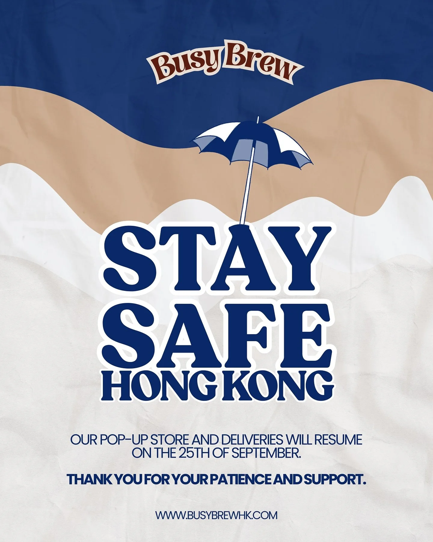 Stay safe, Hong Kong🤍

Due to the typhoon, our TST pop-up will be closed till the 25th of September 2:00pm. Regular deliveries will resume 25 Sept!