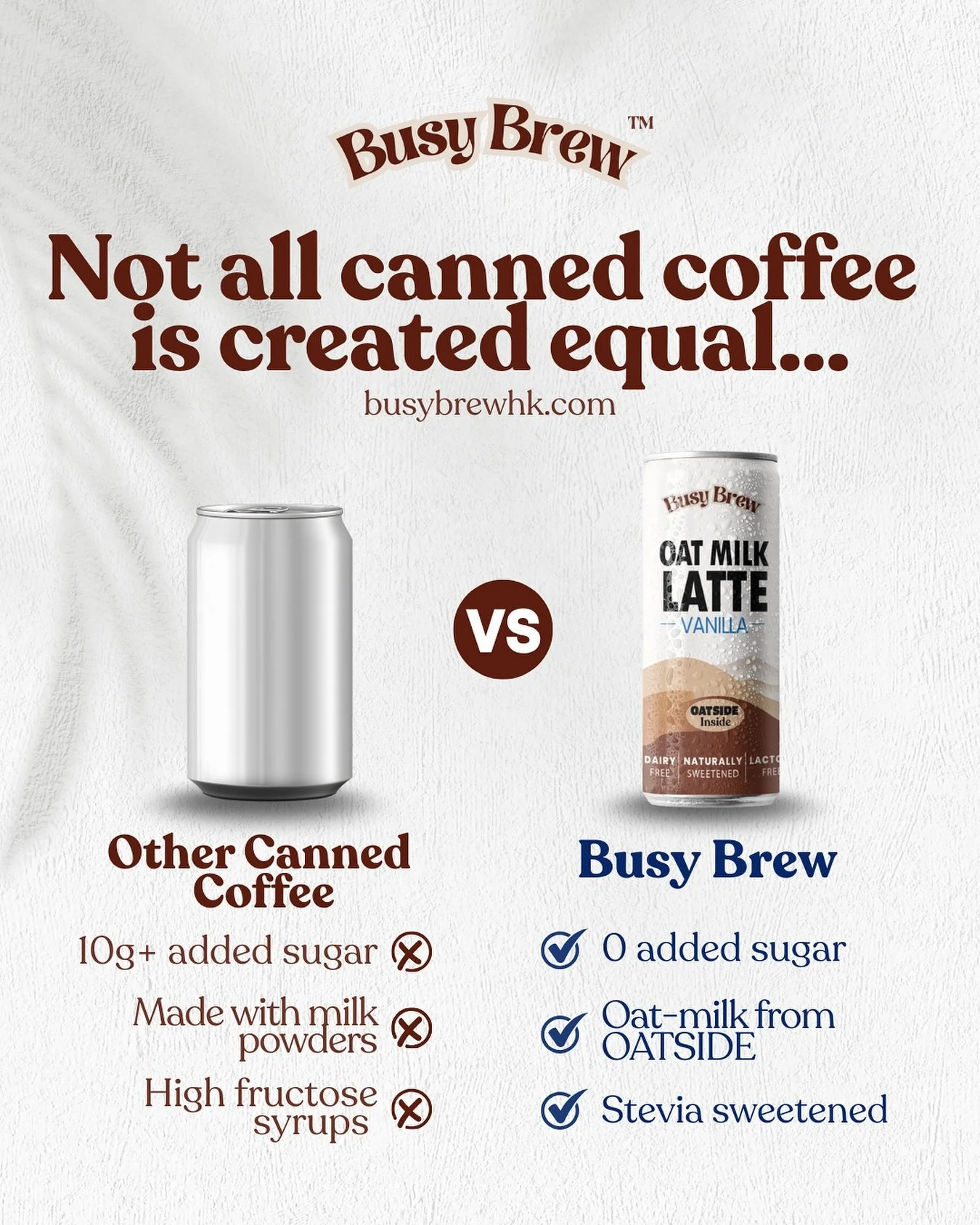 Not all canned coffees are created equal 👀
Busy Brew keeps it clean - 0g added sugar, oat milk from @oatside , and naturally sweetened with stevia.
No milk powders. No syrups. No compromise. ☕✨