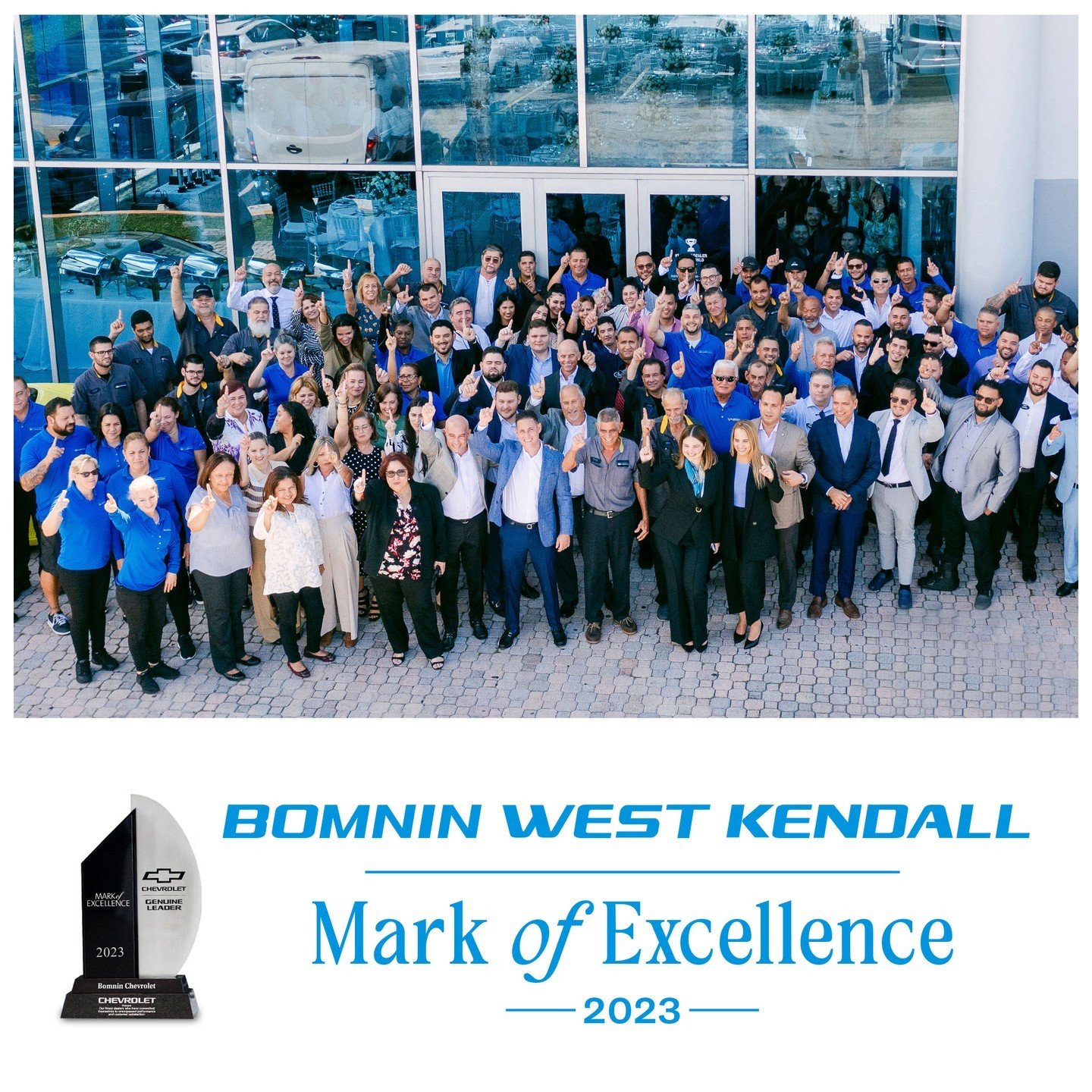 Celebrating excellence at Bomnin Chevrolet West Kendall! We're honored to receive the 2023 Mark of Excellence award, recognizing our dedication to providing top-notch service and exceeding customer expectations. 

Thank you to our incredible team and