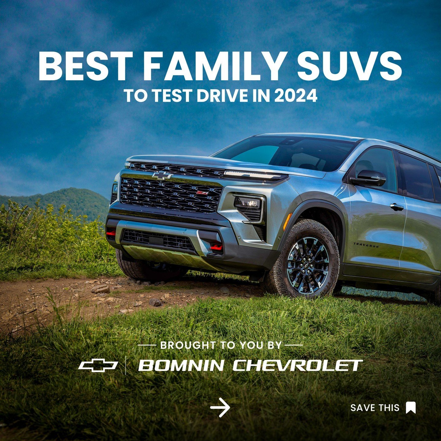 Schedule your test drive today and experience the best family SUVs of 2024 at Bomnin Chevrolet! 🚗💨

From the versatile Traverse to the spacious Tahoe and the luxurious Suburban, we have the perfect SUV for every family's needs. Experience unmatched