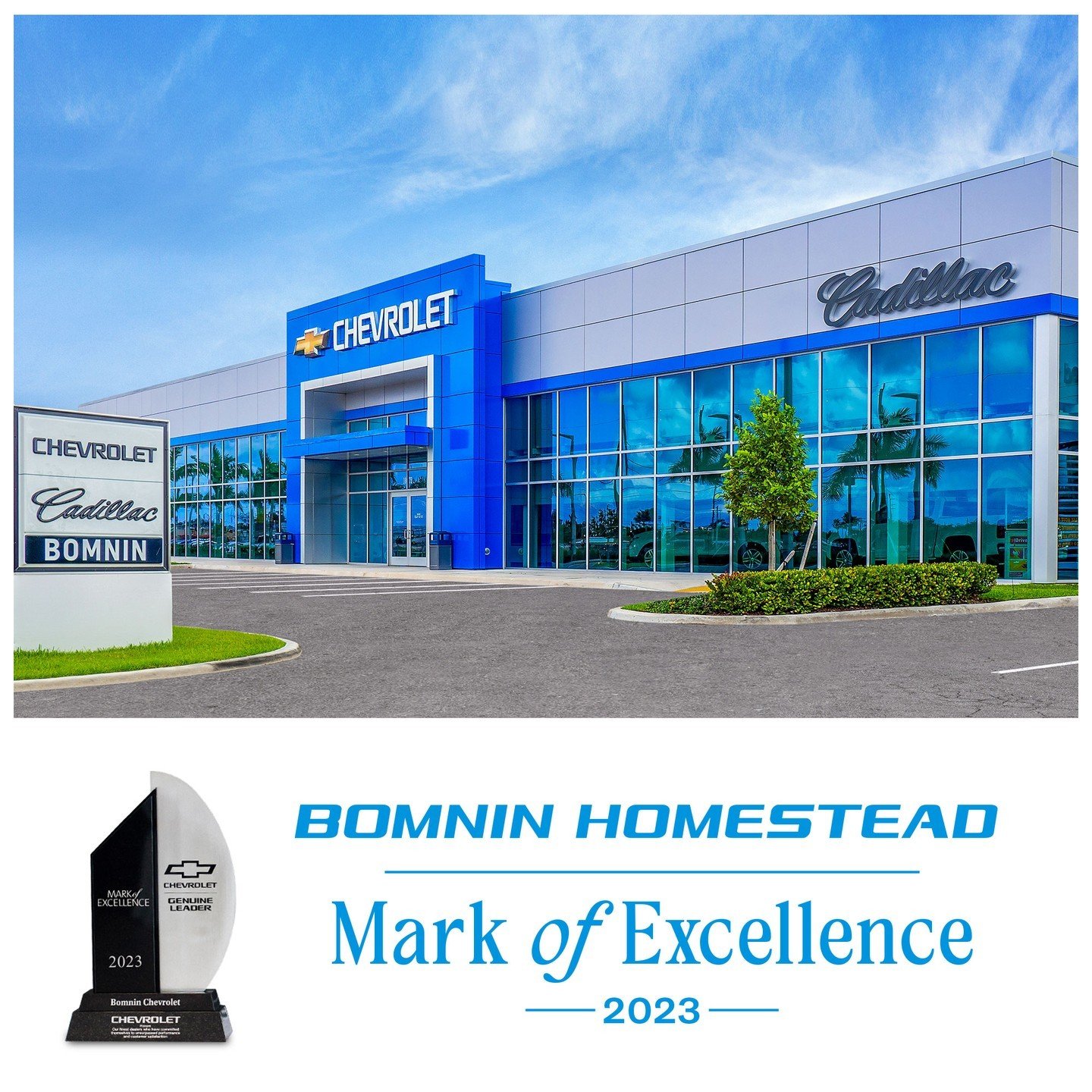 Celebrating success at at Bomnin Chevrolet Homestead! We're thrilled to receive the prestigious 2023 Mark of Excellence award, highlighting our dedication to delivering exceptional service and exceeding customer expectations.

Big thanks to our outst