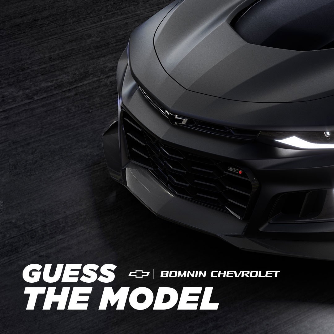 Can you guess the model? 🕵️&zwj;♂️ Here's a clue: it's a powerhouse that's sleek, stylish, and ready to ignite your passion for the road. 

Drop your guesses below 👇

#GuessTheModel #ThrillSeeker  #BomninChevrolet #ChevyNation #Chevrolet #CarLovers
