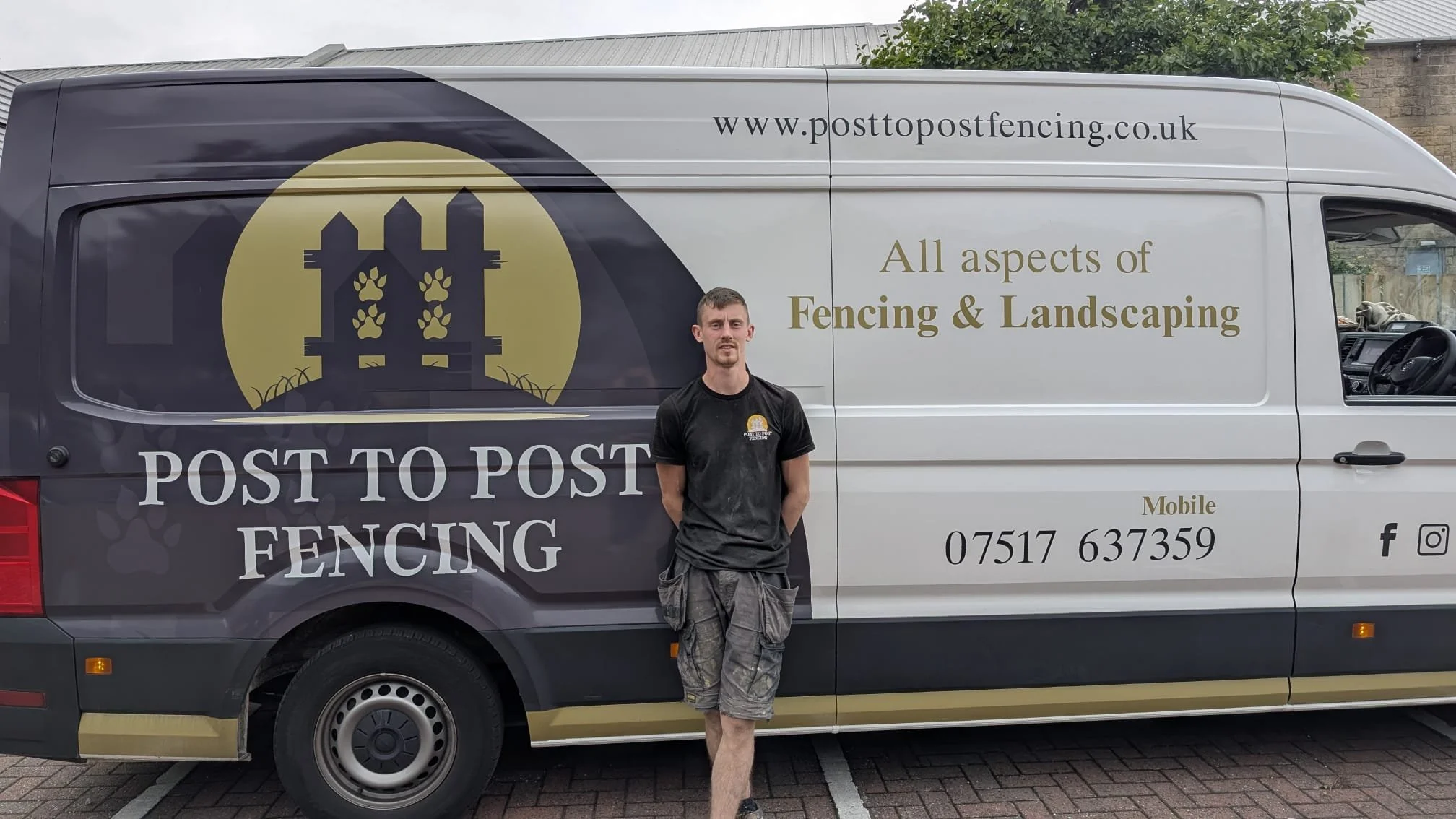 Post to Post Fencing, Saltaire Stood with Sign written van that is featured in The Telegraph & Argus