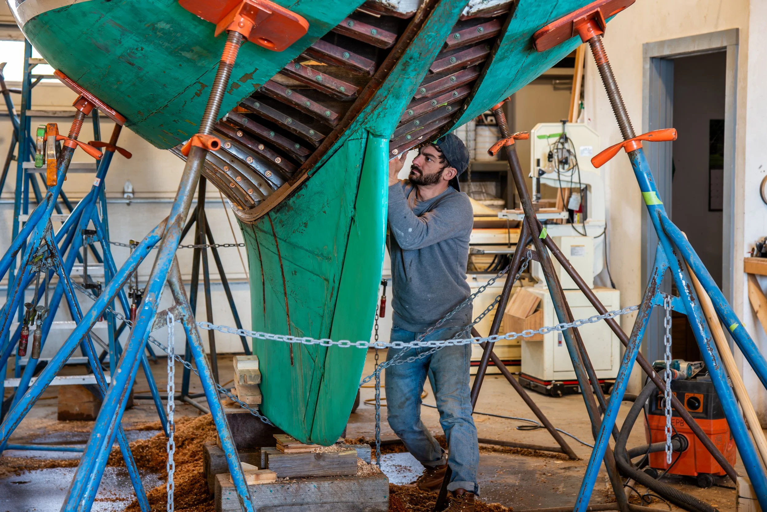 Herreshoff S-Boat, VINDEX, under restoration.