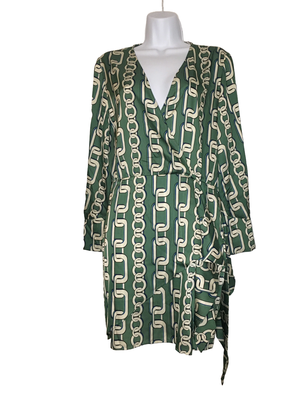 green emerald velvet dress Hope & Ivy Landscape Print Midi Dress Green Blue Zara – MMJs Fashion main image 0