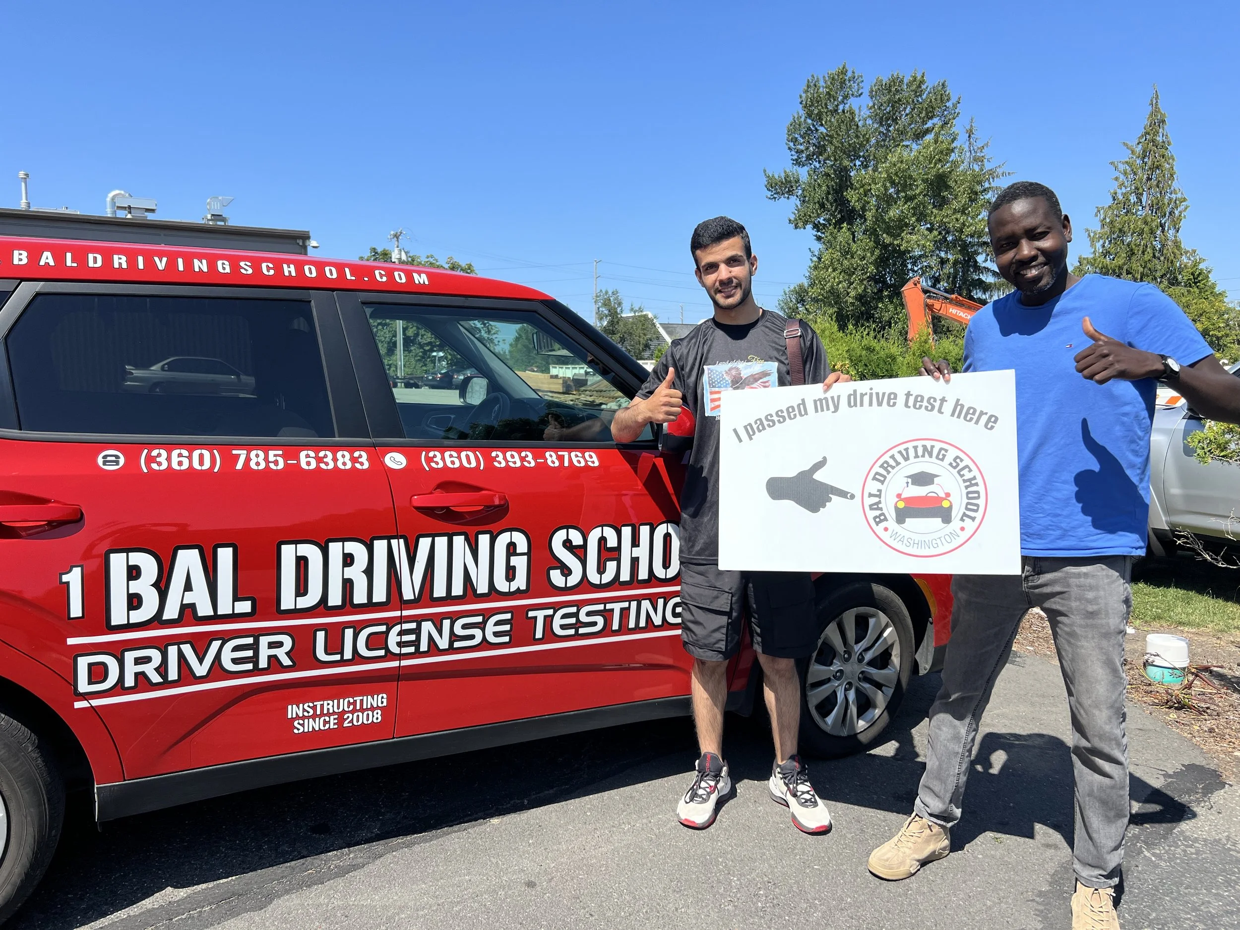 Driver preparing for a DOL driving test near me in Lynnwood, WA with a Bal Driving School vehicle