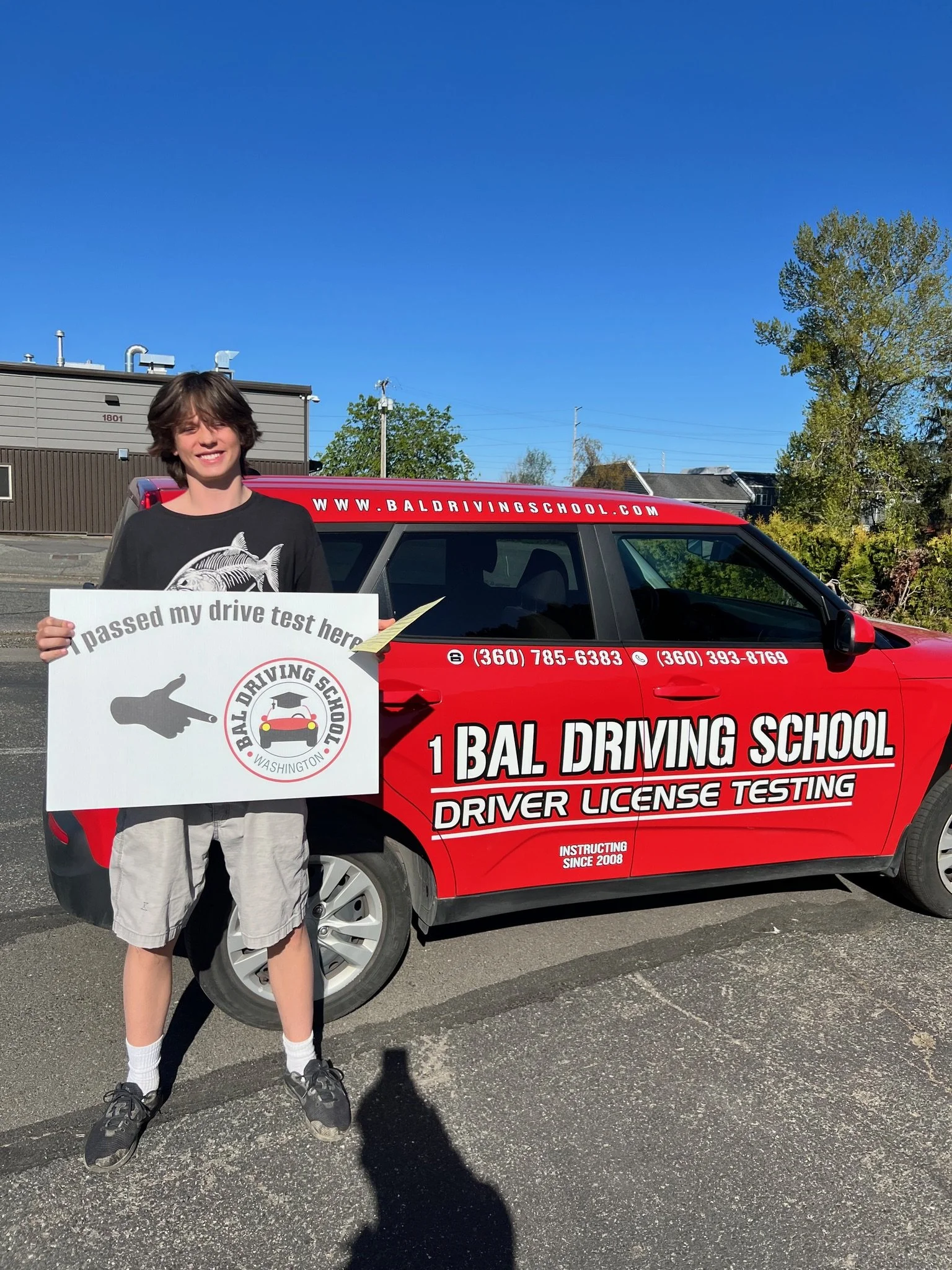 Applicant completing an official Driving Test in Washington at a Bal Driving School DOL-approved testing center