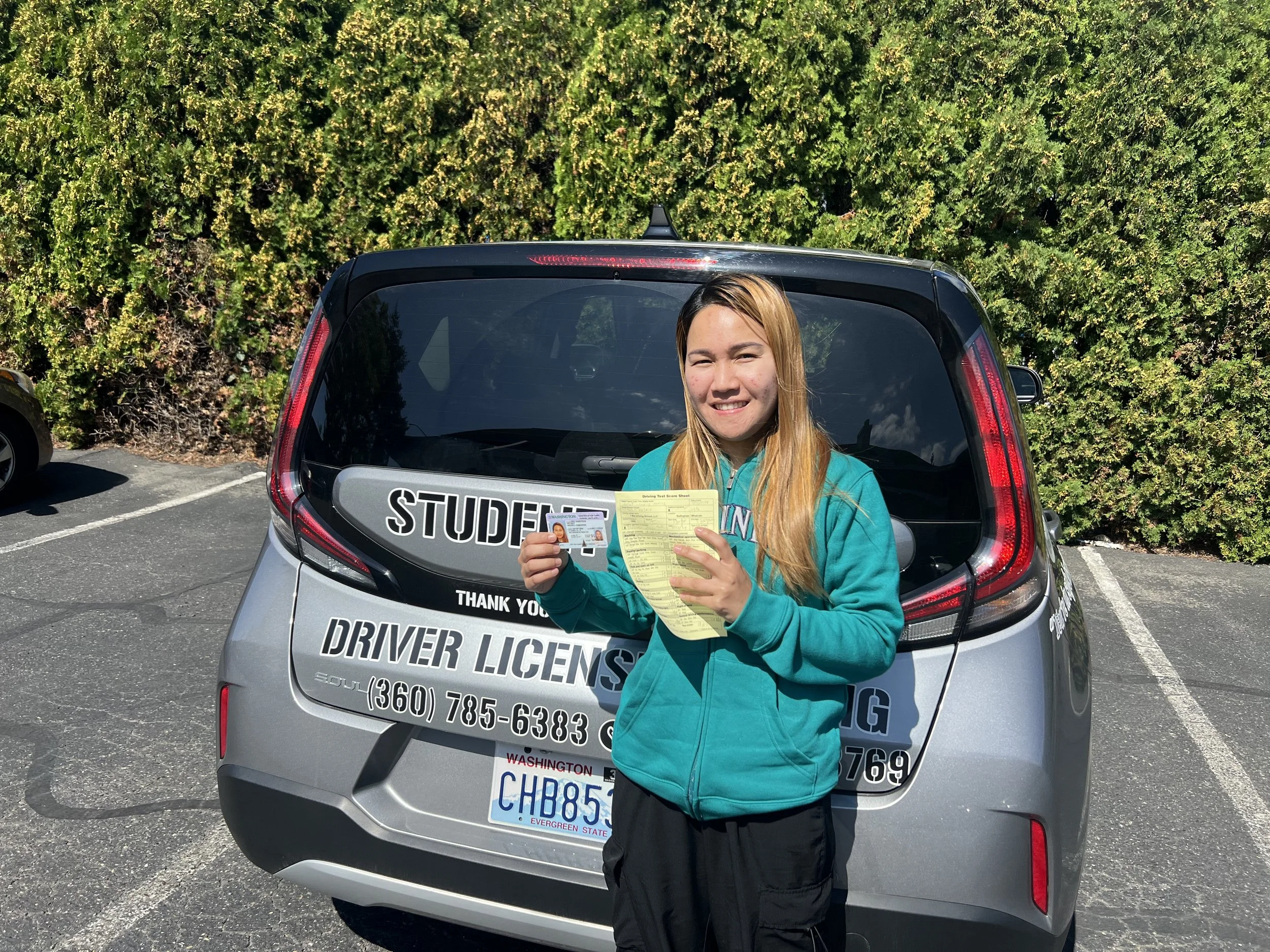 Teen student completing Teen Driving School in Lynnwood, WA with a Bal Driving School instructor