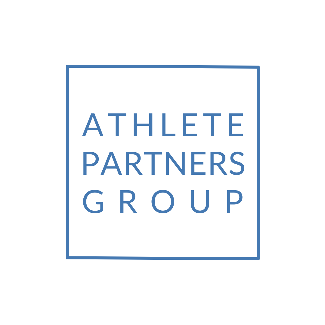 Logo for Athlete Partners Group with blue text inside a blue square outline on a white background.