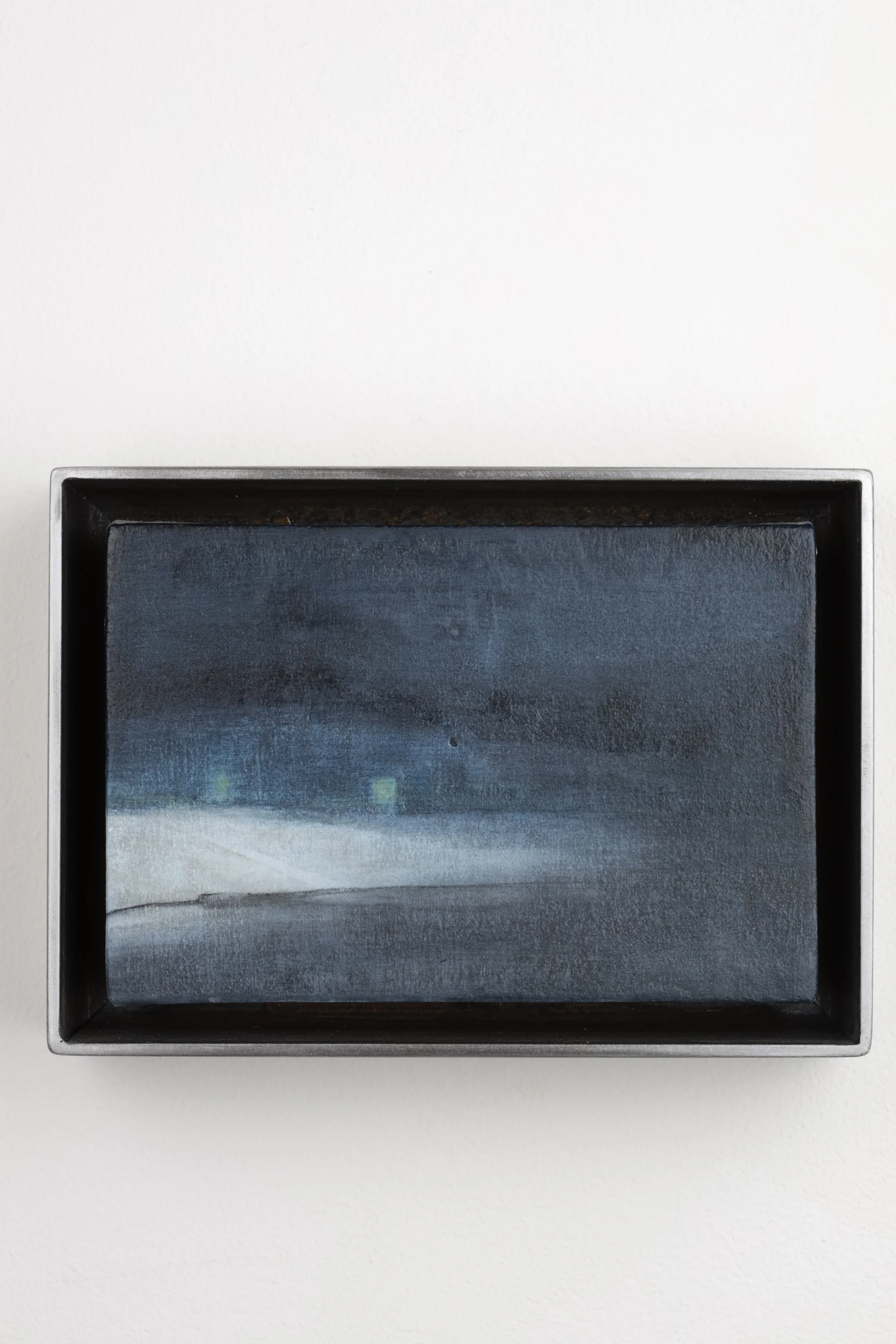 Bad Motion Picture I.   Watercolor on Linen, Steel Frame, 7 x 5 x 2in, 2025.