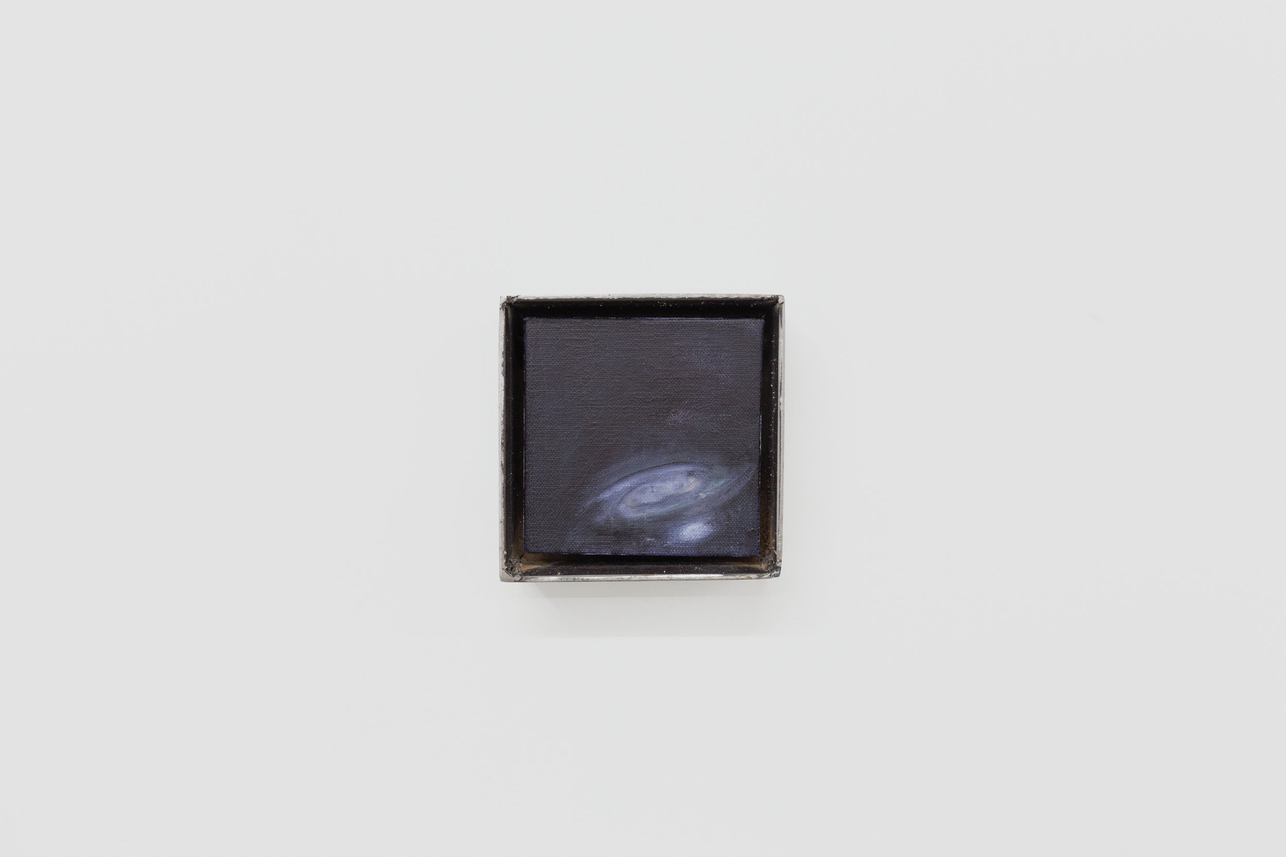 Time Share, watercolor on linen, steel frame, 12cm x 12cm x 5cm, 2023