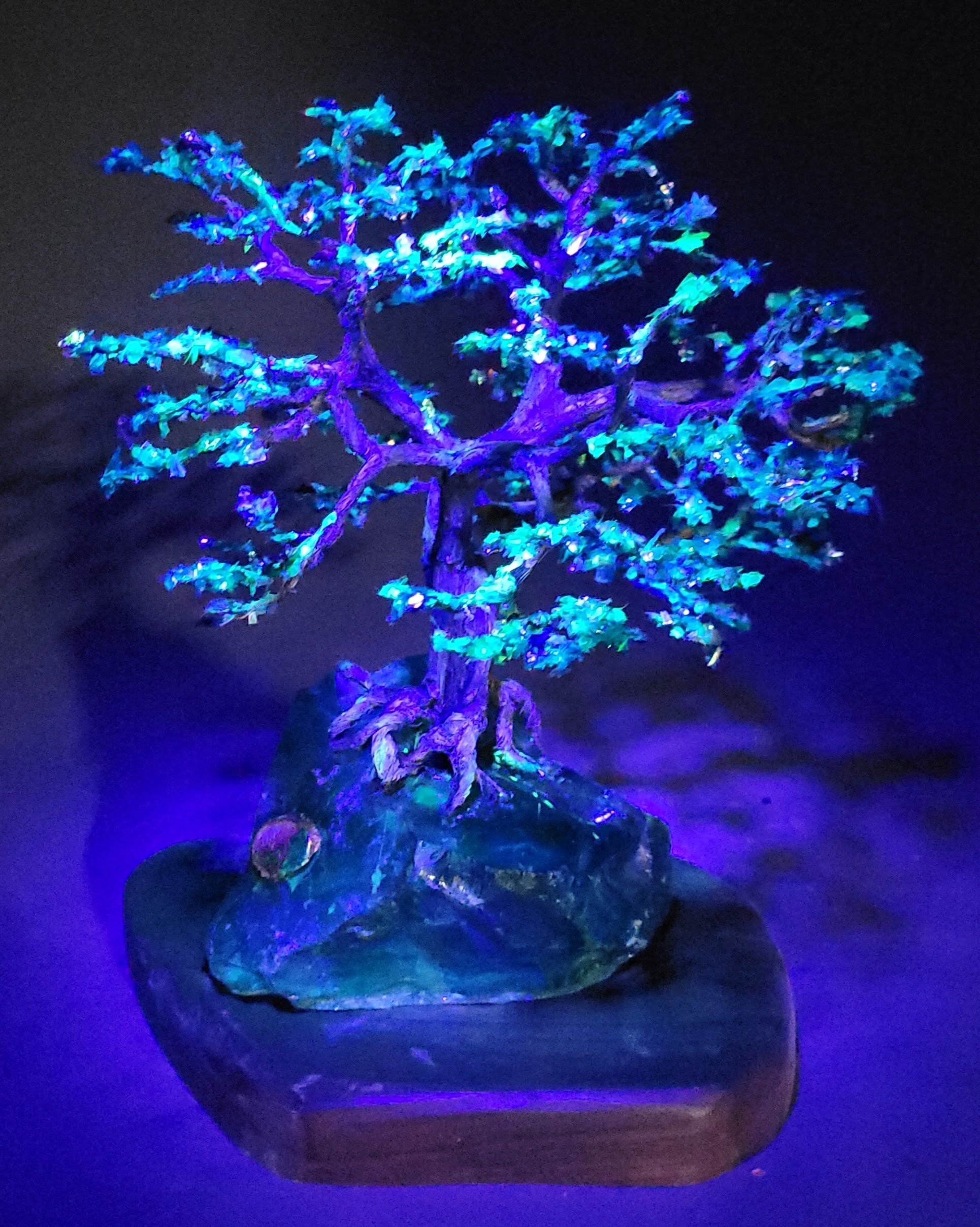 Under black light, “Lily Pond” transforms — its hidden luminescent layers bloom to life, casting an ethereal glow. What was once serene becomes surreal, revealing the tree’s hidden magic. A reminder that beauty doesn't always reveal itself all at onc