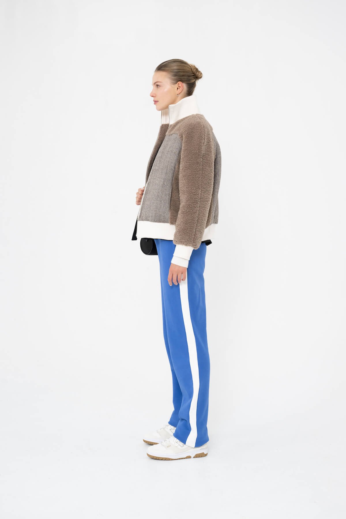 AMELIA - Bomber Jacket in Teddy - Herringbone Panels - Rafinesque.jpg