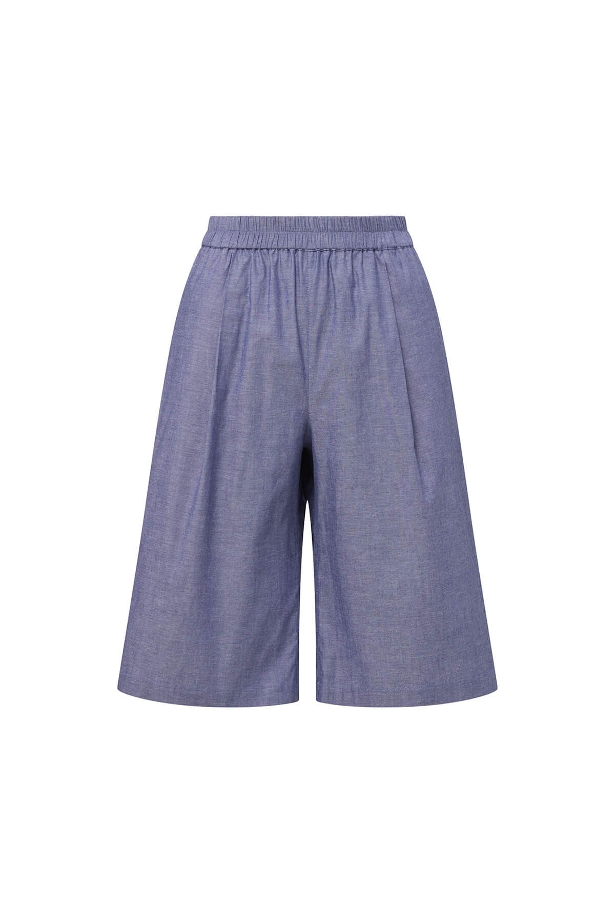 ELODIE - Bermuda Shorts with Elastic Waist - Blue.jpg
