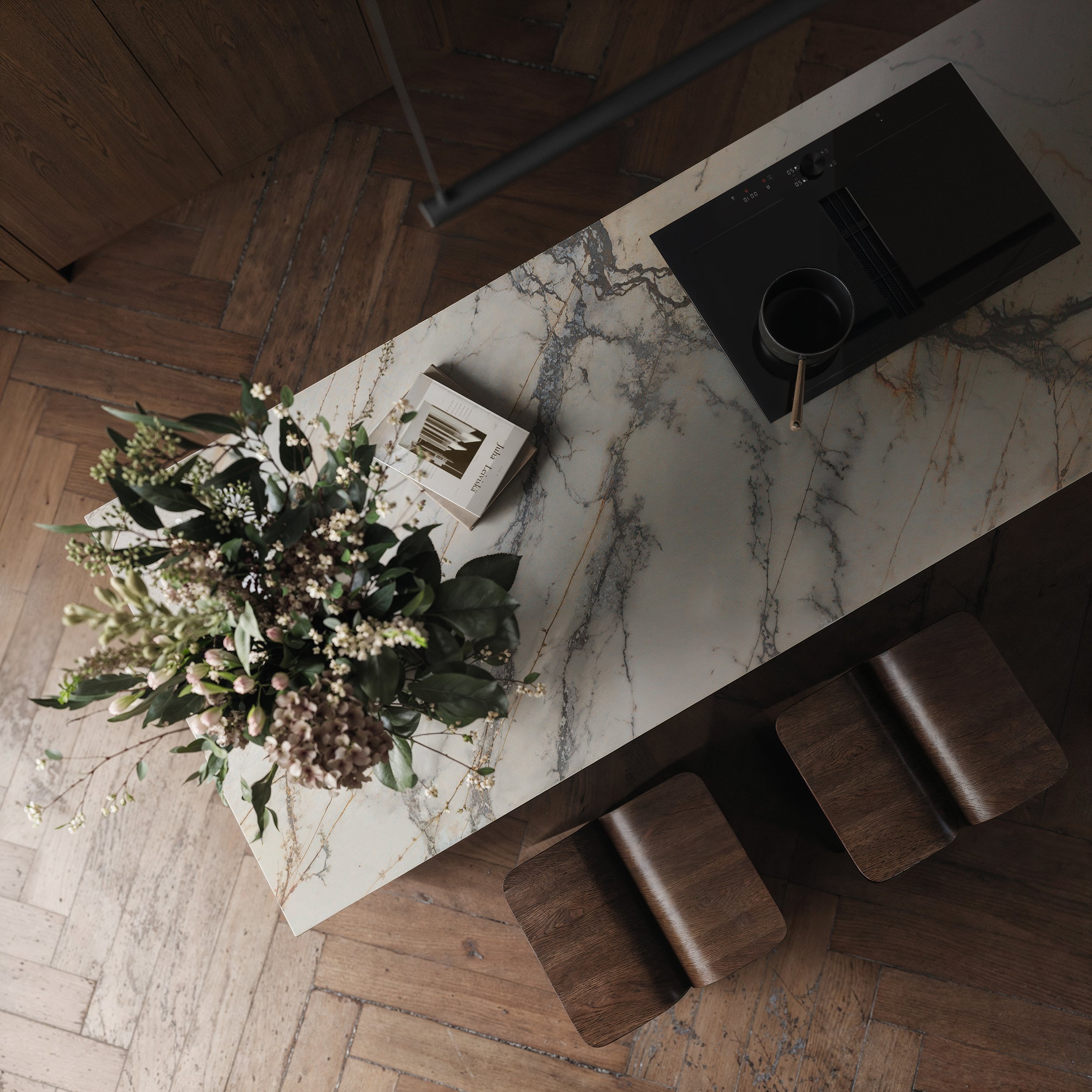 scandinavian walnut minimal kitchen