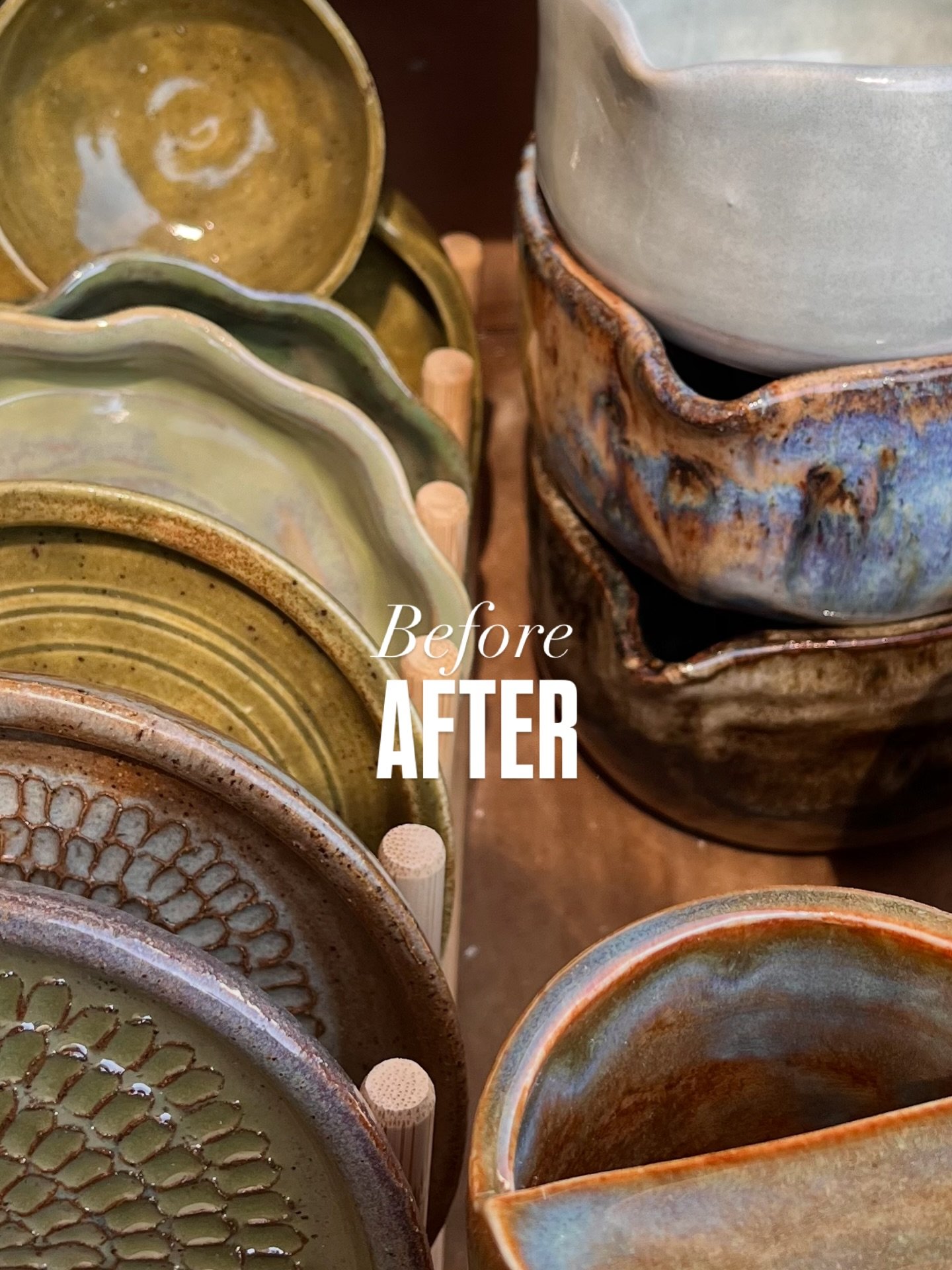 A little glaze magic✨
When I started I remember dreading glazing because I could not see the end result, but now I wait in excitement at the kiln opening because you never know what is waiting for me inside

#glazebeforeandafter #kilnunloading #handm