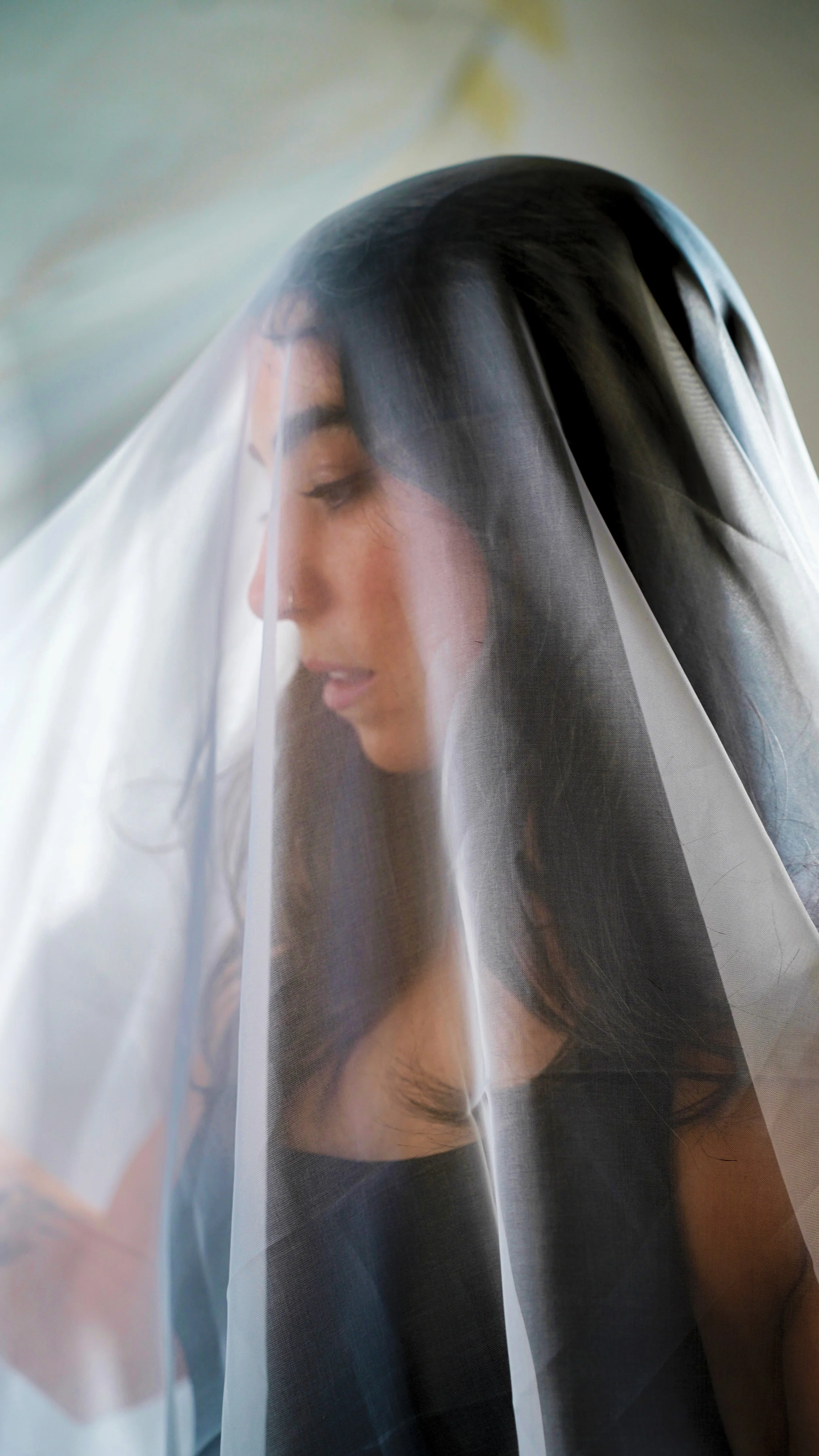 Sheer veil over a woman