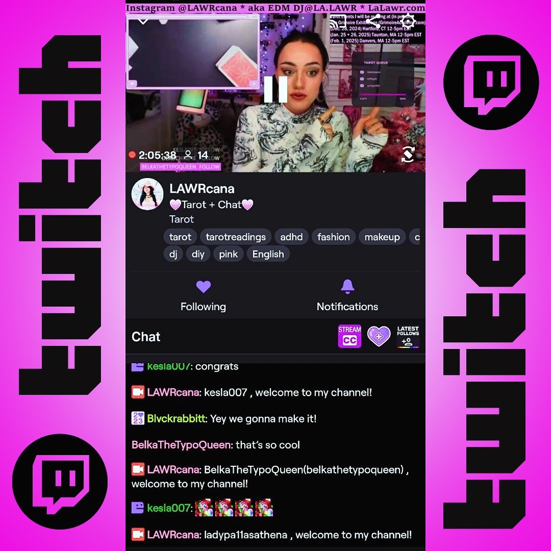 💖Come follow my LAWRcana channel on twitch! Been streaming often reading tarot cards for FREE! 💖