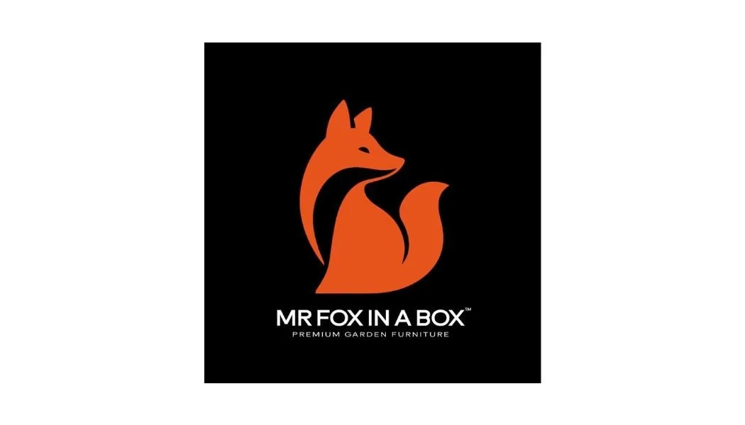 Logo of Mr. Fox In A Box, featuring an orange fox silhouette on a black background, with the text 'Mr. Fox In A Box' and 'Premium Garden Furniture' beneath.