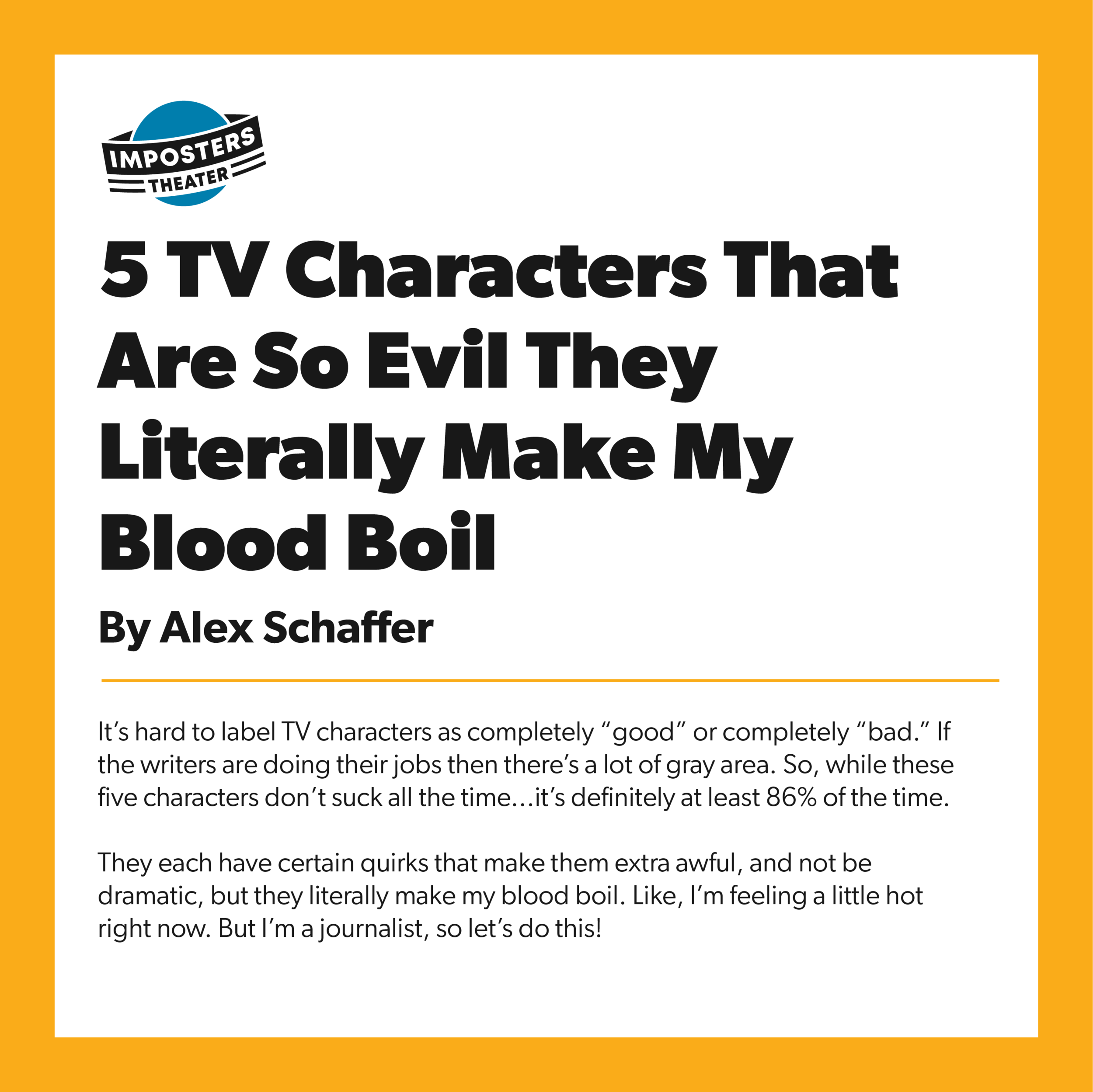 5 TV Characters That Are So Evil…