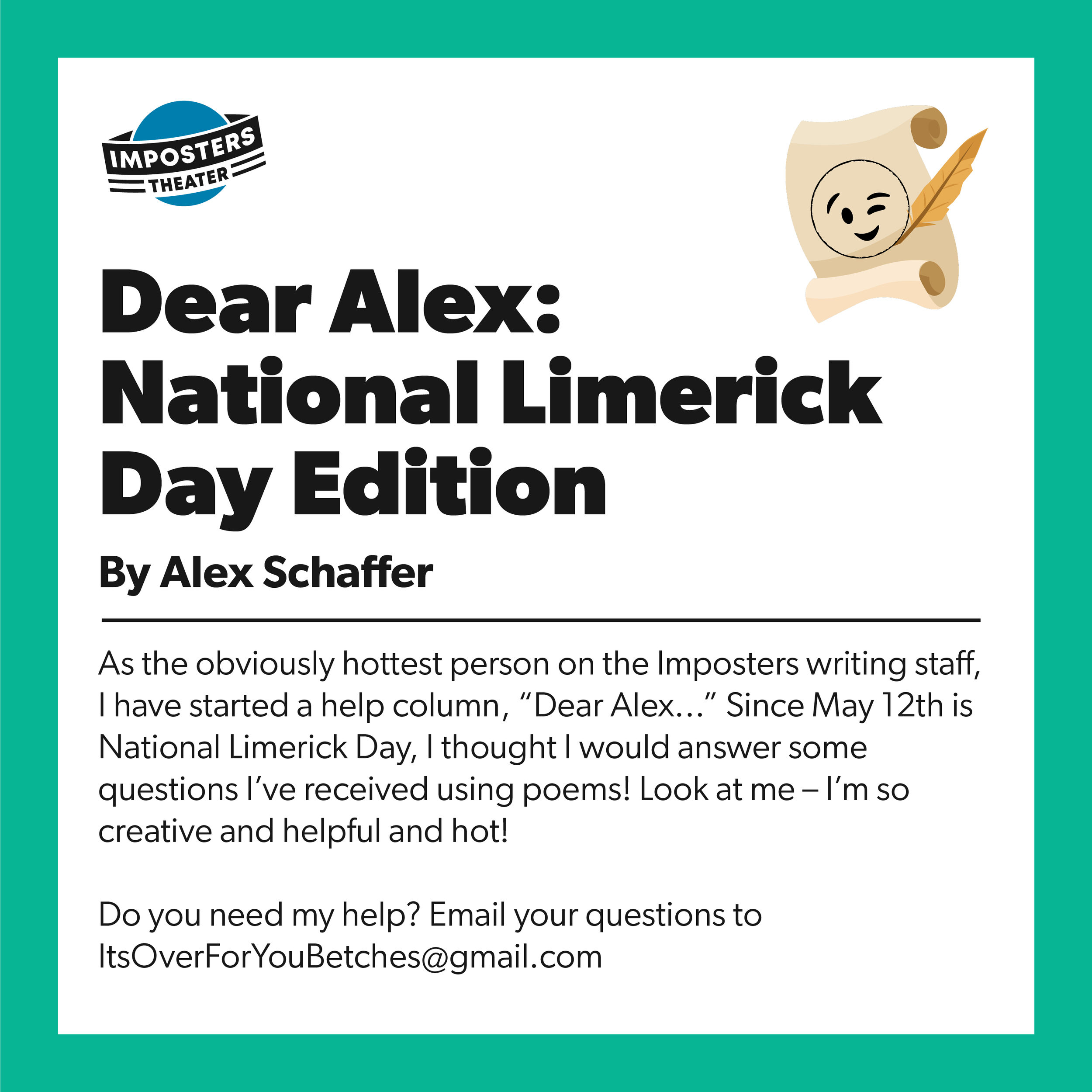 Dear Alex: National Limerick Day Edition