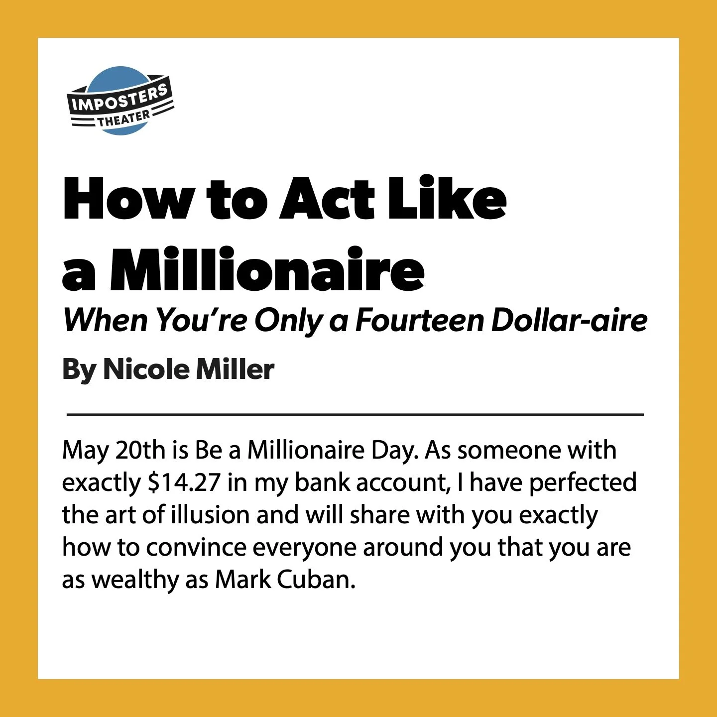 How to Act Like a Millionaire