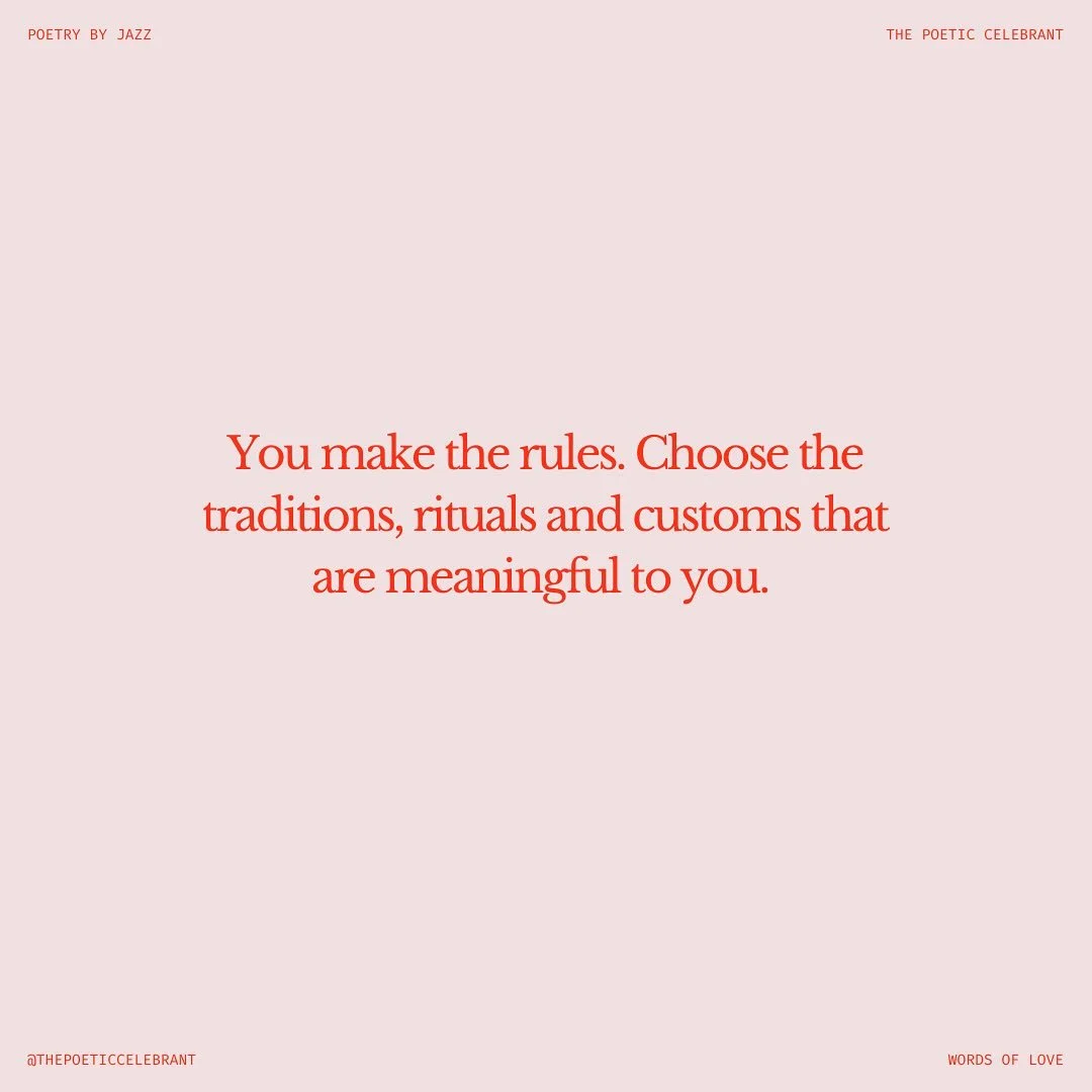 Walk yourself down the aisle. Serve your guests pizzas. Exchange private vows. Do a first look. Don&rsquo;t toss your bouquet. Play only EDM music. Have a mismatched number of people in your wedding party. Spend the night before the wedding together.