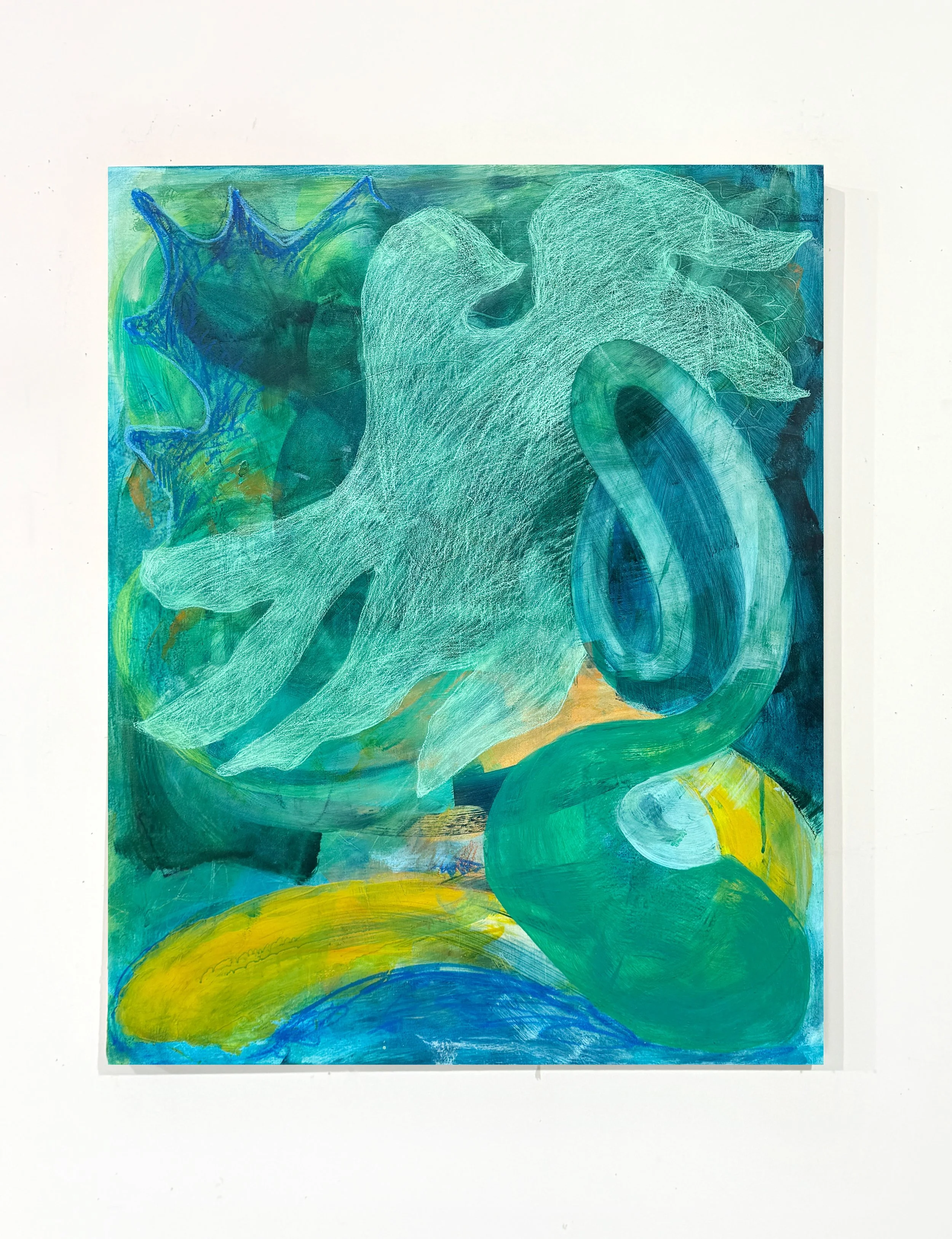 Siren Song (2025) Acrylic and pastel on panel, 30 x 24 inches
