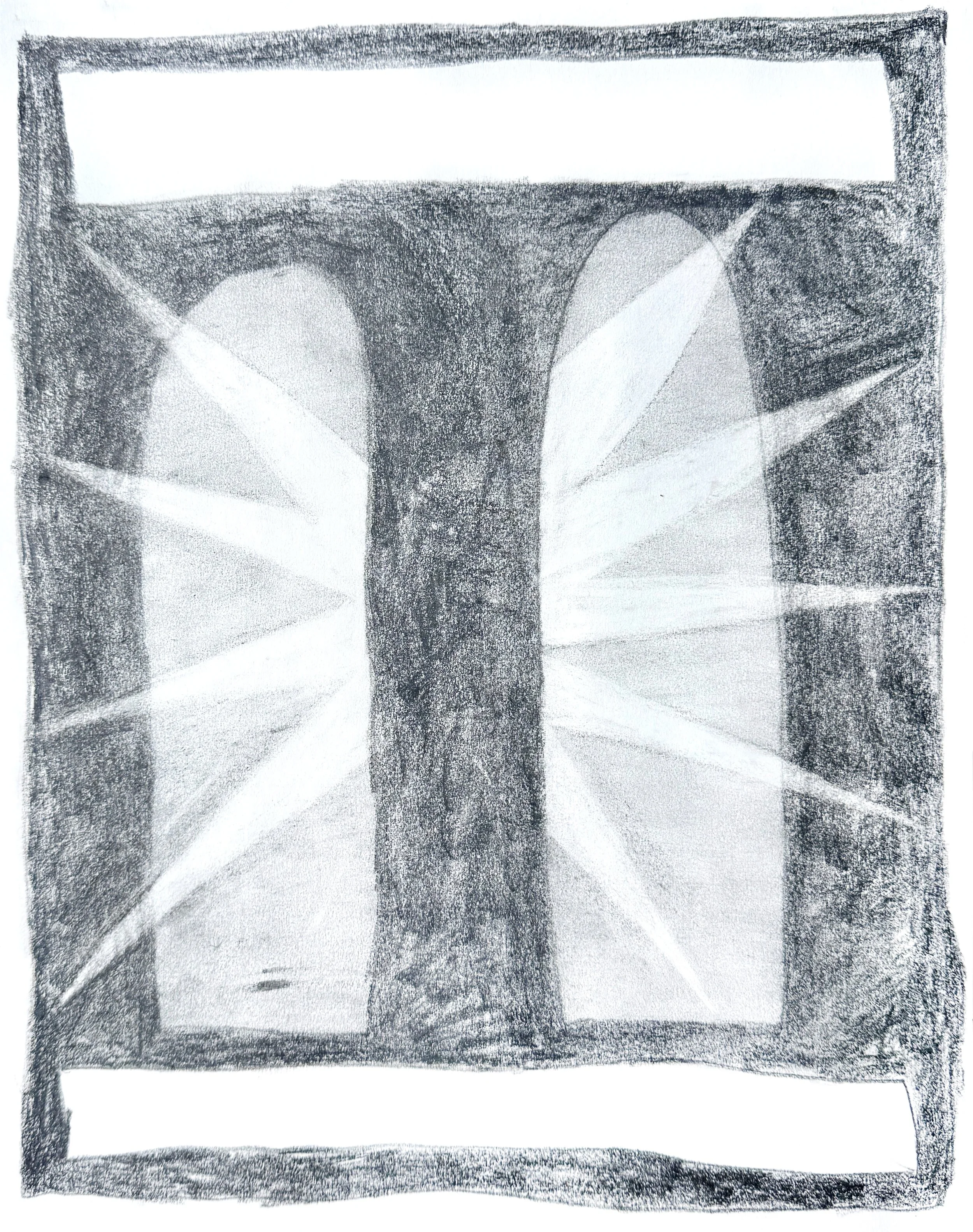 Cosmic Doors, Graphite on paper, 14 x 11 inches