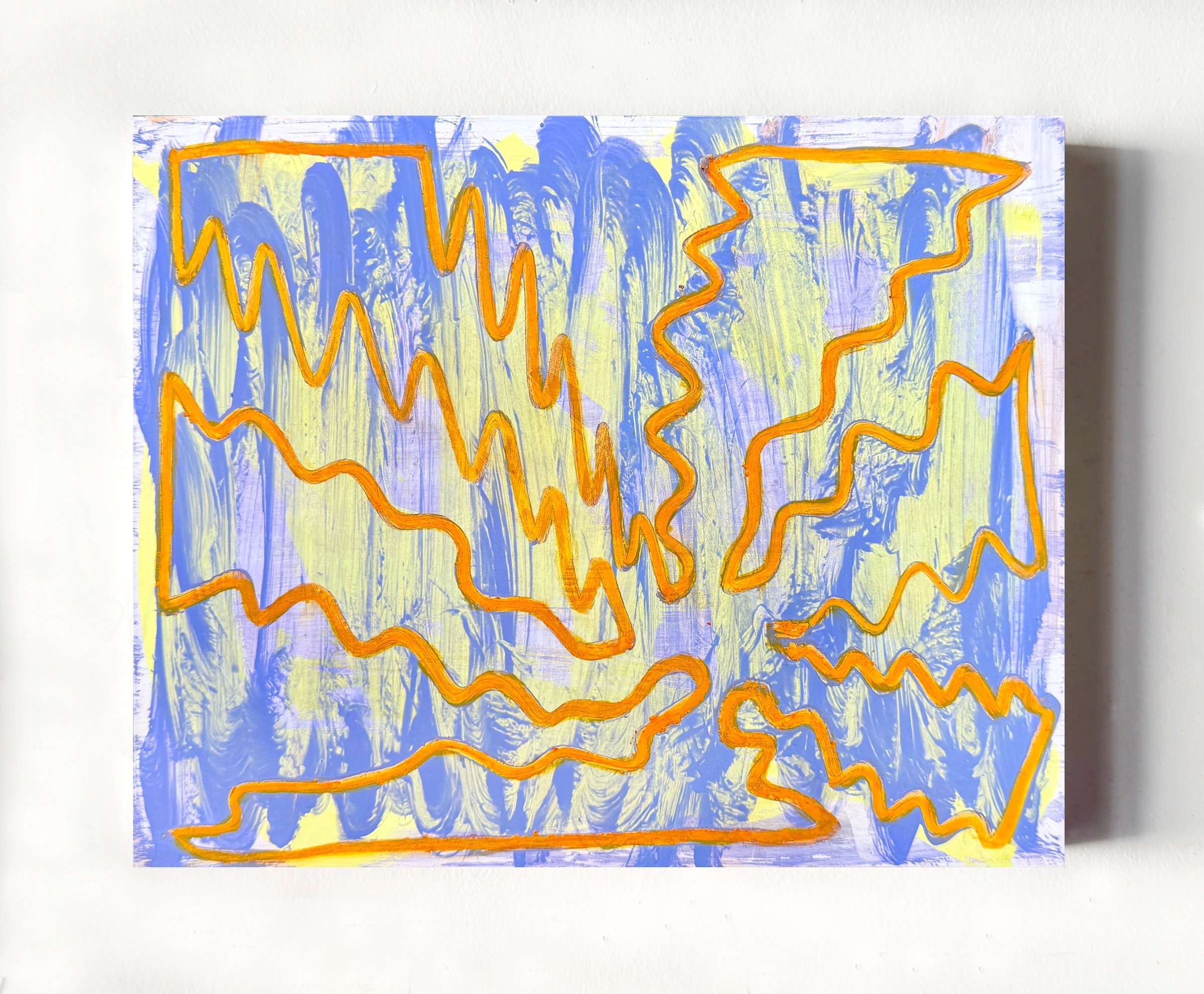 Untitled, Acrylic and crayon on panel, 8 x 10 inches