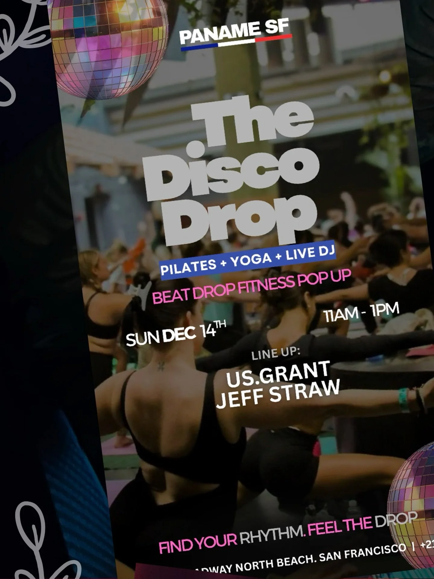 Your new favorite Sunday routine 😌💫
Pilates, yoga, and DJs US.Grant &amp; Jeff Straw bringing the beats.
Let&rsquo;s move together!

#panamesf #northbeachsf #sanfranciscocity #nightlifesf #beatdropfitness