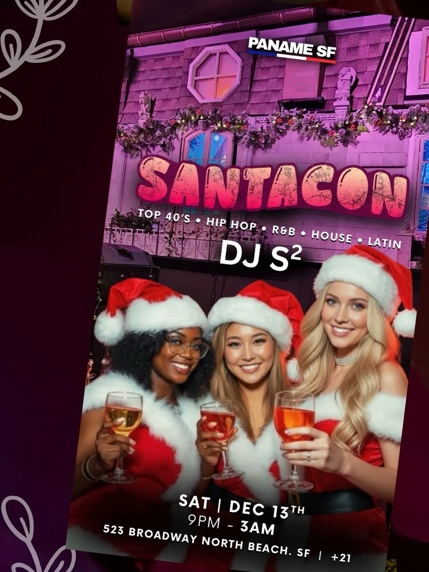 This Saturday we turn Santacon into a full party takeover 🔥🎄
Top 40&rsquo;s &bull; Hip Hop &bull; R&amp;B &bull; House &bull; Latin &mdash; and we go until 3AM.
See you at Paname SF!

#santaconsf #santaconsf2025 #panamesf #northbeachsf #sanfrancisc