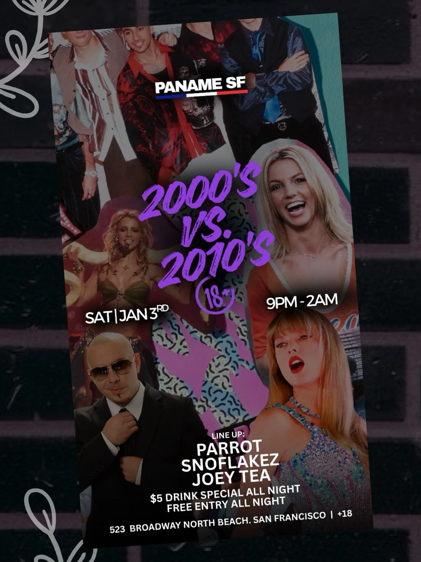 The party continues into 2026.
Paname SF presents 2000&rsquo;s vs 2010&rsquo;s, a high-energy throwback night celebrating the sounds that ruled clubs, radios, and playlists worldwide.

Expect nonstop hits, packed dance floors, and pure nostalgia from