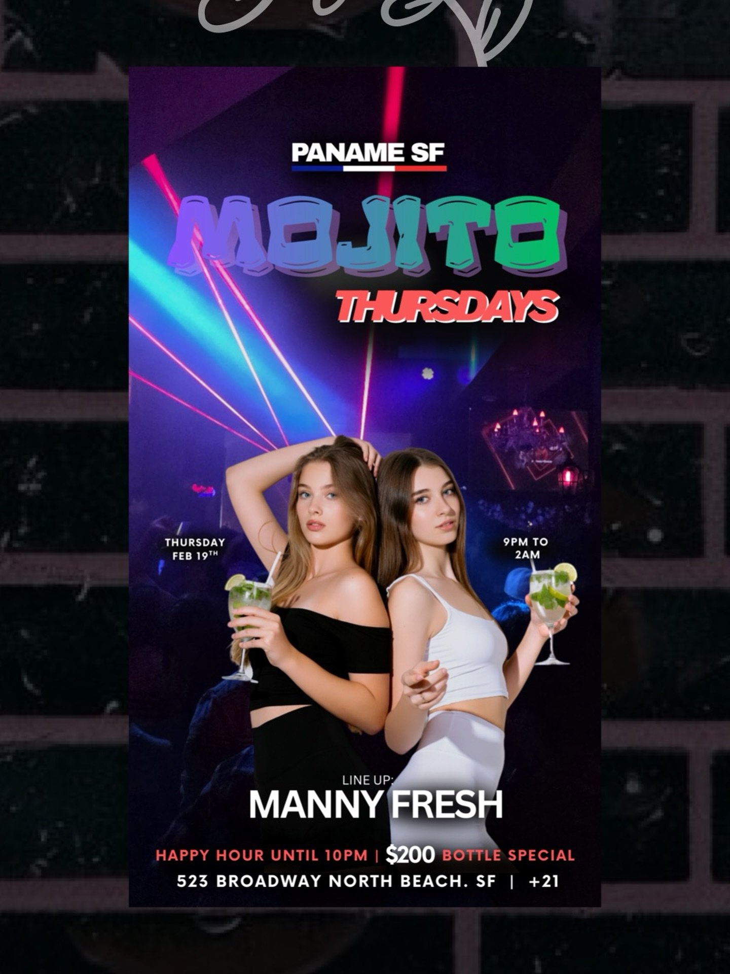 Thursdays aren&rsquo;t basic&hellip; they&rsquo;re MOJITO 🍃💥
Fresh beats. Ice-cold cocktails. Zero excuses.

Pull up to Paname SF and let Manny Fresh take over the night from 9PM&ndash;2AM 🎧✨
Happy Hour &lsquo;til 10PM + $200 bottle specials 🥂

N