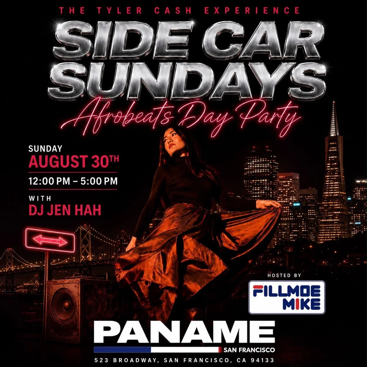 🔥 SIDE CAR SUNDAYS 🔥
The Tyler Cash Experience presents an unforgettable Afrobeats Day Party at Paname!

Feel the rhythm, catch the energy and dance your Sunday away with DJ Jen Hah, hosted by Fillmoe Mike. 🎶✨

🗓 Sunday, August 30
⏰ 12:00 PM&ndas