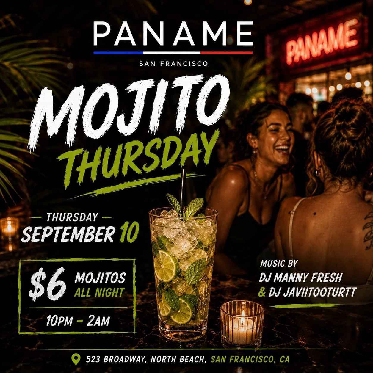 SEPTEMBER 10 &mdash; The Rhythm Continues

One Thursday was never going to be enough. 🍹

September is moving, the nights are getting louder, and Mojito Thursday is back for another round.

Same place. Fresh energy. New memories.
Grab your people and